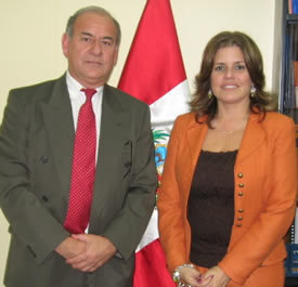 Roger Huaman and Minister of Tourism, Mercedez Araos